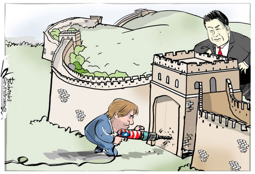 আমেরিকা ও চীনের বাণিজ্য যুদ্ধের ওপর এই কার্টুনটি আাঁকা হয়েছে - স্পুটনিক নিউজ